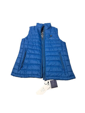 NWT Venustas 2038 Puffer Vest Womens M Blue Nylon Lined Full Zip Holder Pocket